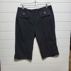 Essentials by ABS womens size 8 viscose blend black capri pants front flap tab